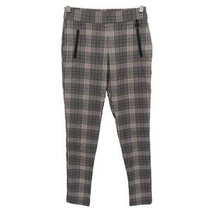 Calvin Klein Women 8 Gray Brown Black White Plaid Check Tartan Pull On Pants